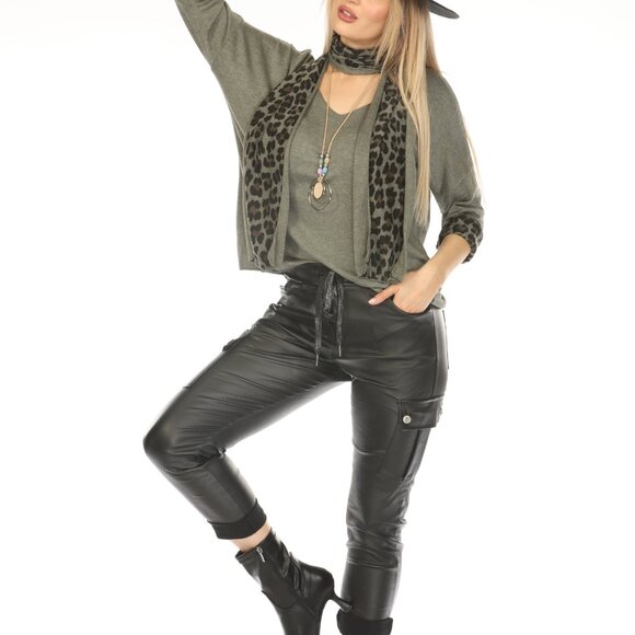 Black flux leather stretchable Pant - Picture 4 of 6